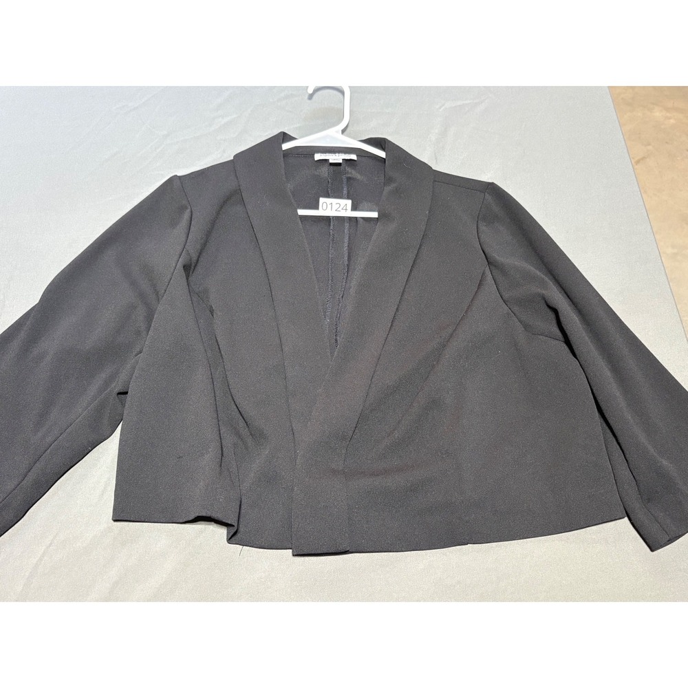 Shelby & Palmer Black Cropped Open Front Blazer Shawl Collar 3/4 Sleeve 2X